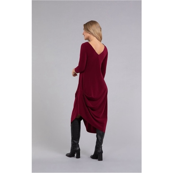 Sympli (Red) Asymmetrical 3/4 Sleeve Dress - Picture 11 of 14